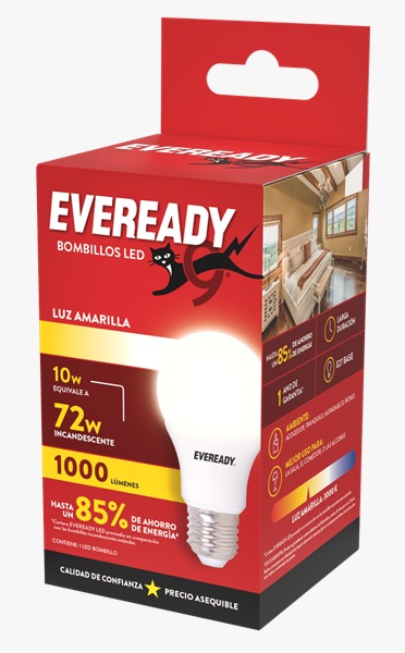 LAMPARA LED EVEREADY EV10A1000A-A 10W LUZ AMARILLA