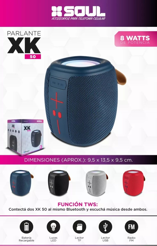 PARLANTE SOUL PLT-XK50AZ AZUL 8w