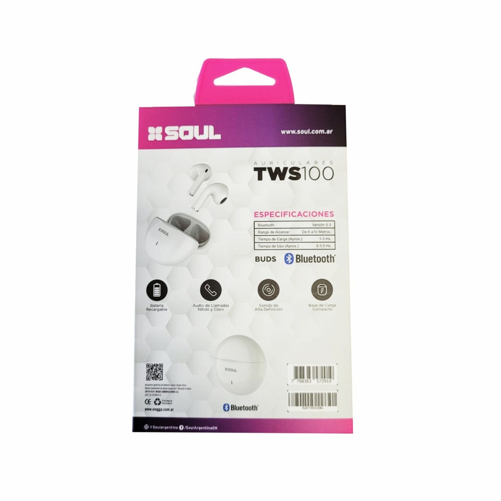 AURICULAR SOUL TWS100BL BLANCO