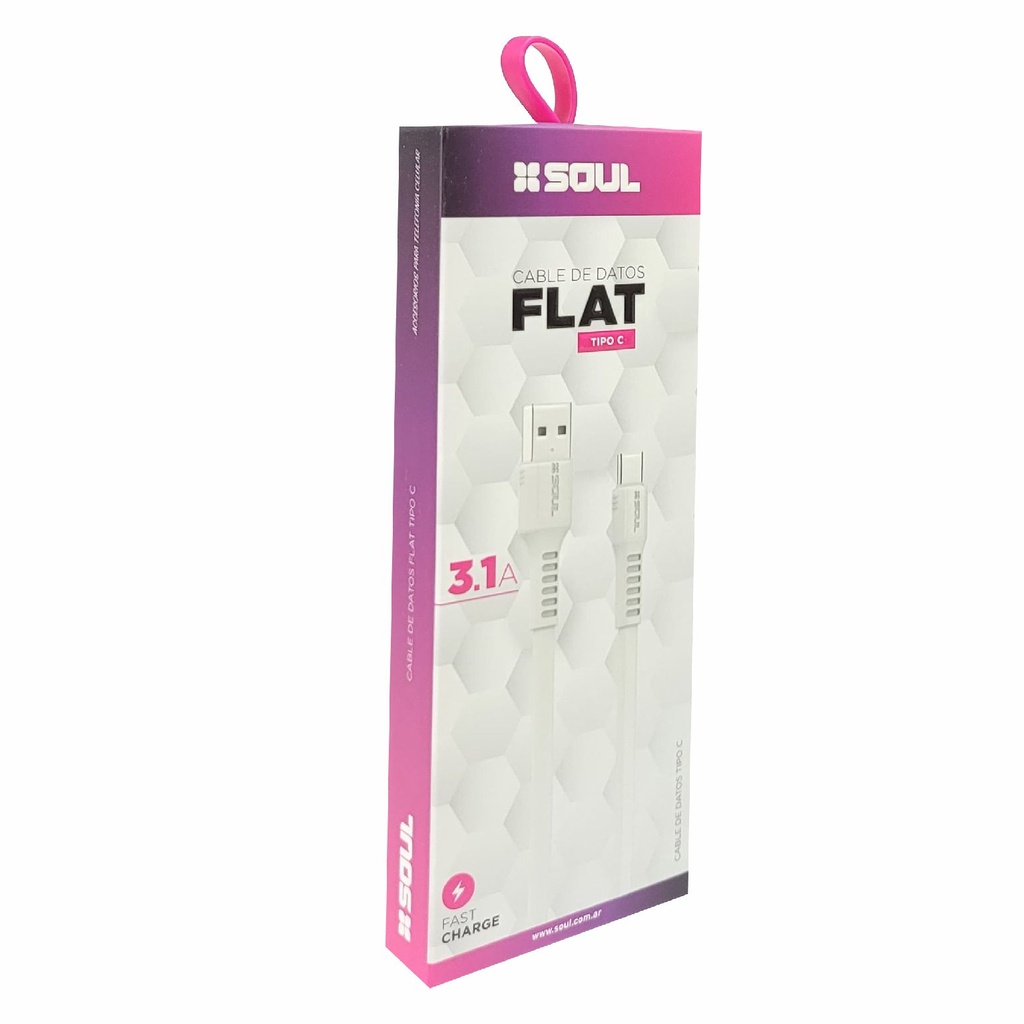 CABLE DE DATOS SOUL FLAT USB-FTYPEBL TIPO C 1.2M