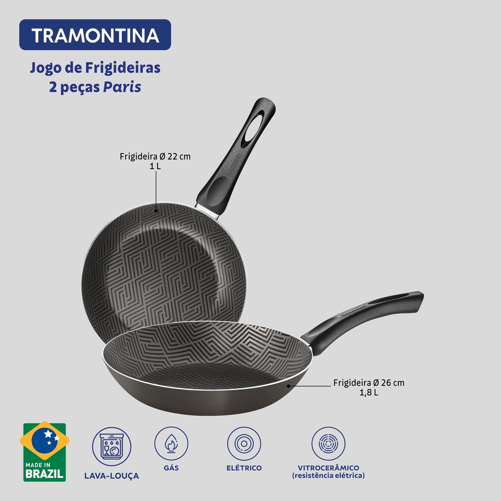 JUEGO DE SARTENES TRAMONTINA 28599/600 PARIS 2PZS