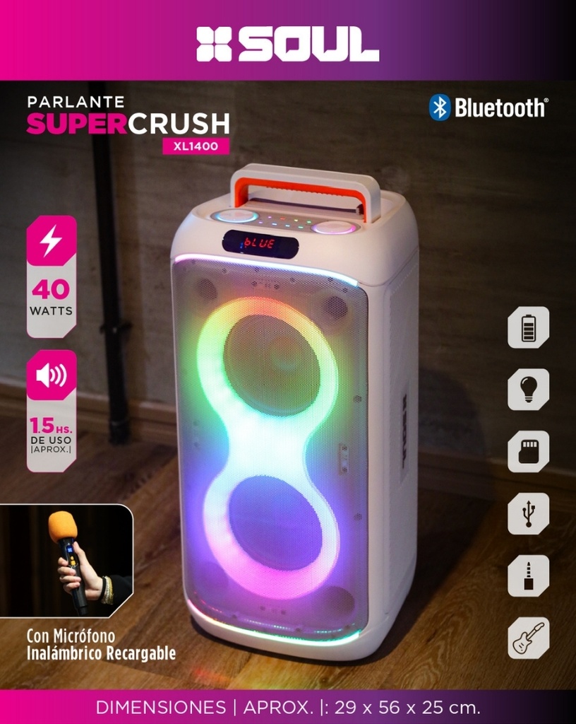 PARLANTE SOUL PLT-XL1400 40W 2x6.5"