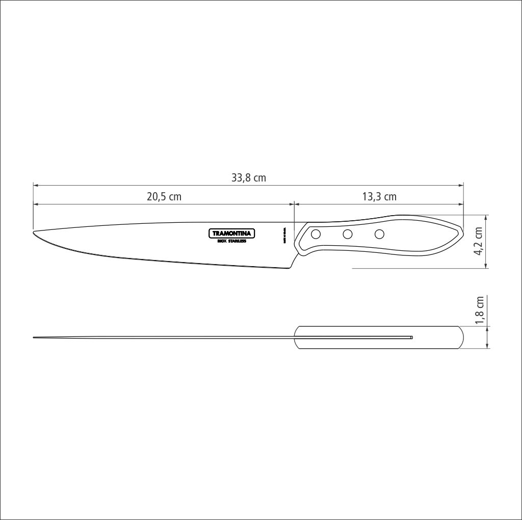 CUCHILLO DE COCINA TRAMONTINA 21190/178  POLYWOOD ROJO 8"