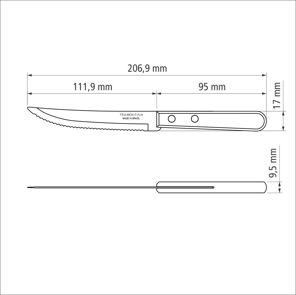 CUCHILLOS P/ASADO TRAMONTINA 22300/305 DYNAMIC 3PZS