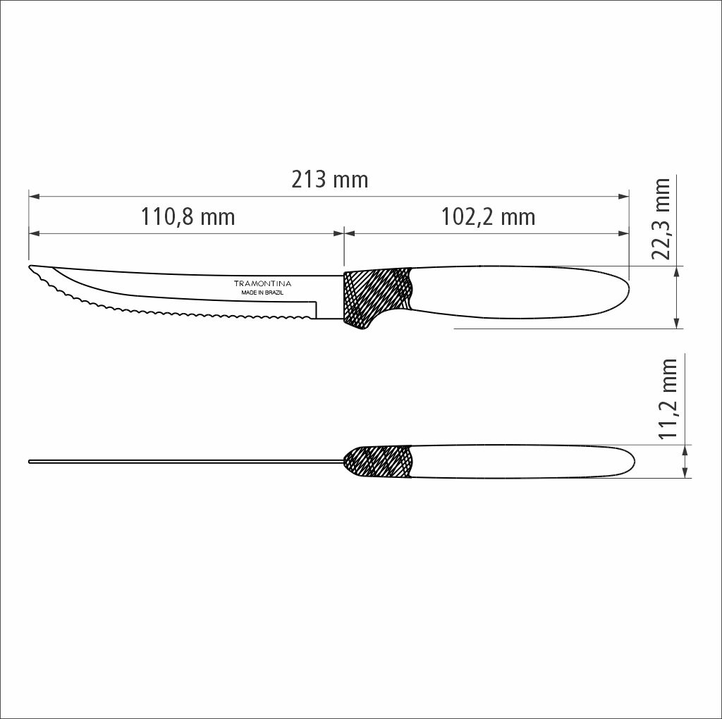 CUCHILLOS P/ASADO TRAMONTINA 23360/985 IPANEMA 12PZS BLANCO