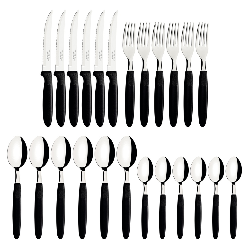 JUEGO DE CUBIERTOS TRAMONTINA 23399/091 IPANEMA 24PZS NEGRO