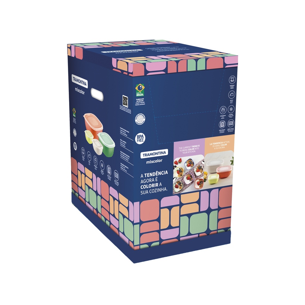 CONTENEDOR TRAMONTINA 25099/989 MIX COLOR 4000ML 64 PZS