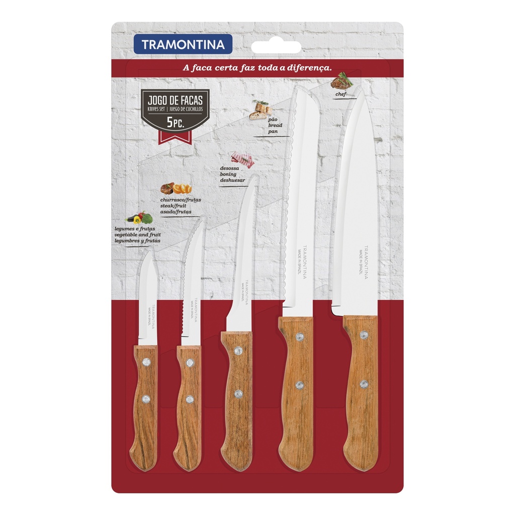 JUEGO DE CUCHILLOS TRAMONTINA 22399/082 DYNAMIC 5 PZAS