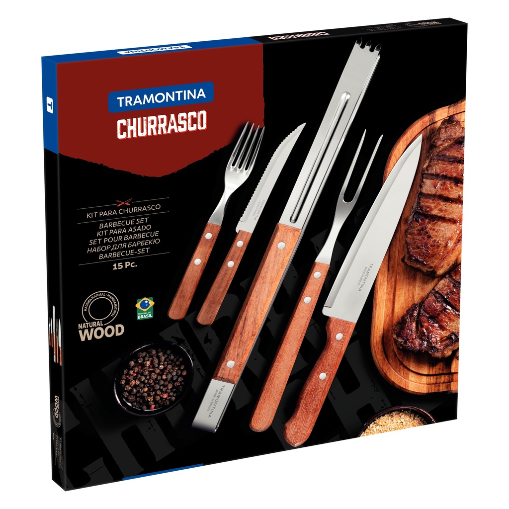 KIT P/ASADO TRAMONTINA 22399/028 CHURRASCO 15 PZS