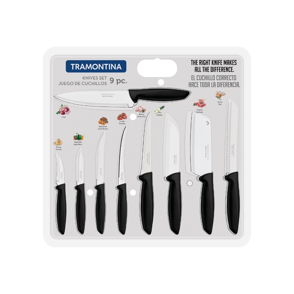 JUEGO DE CUCHILLOS TRAMONTINA 23498/050 PLENUS 9 PZS
