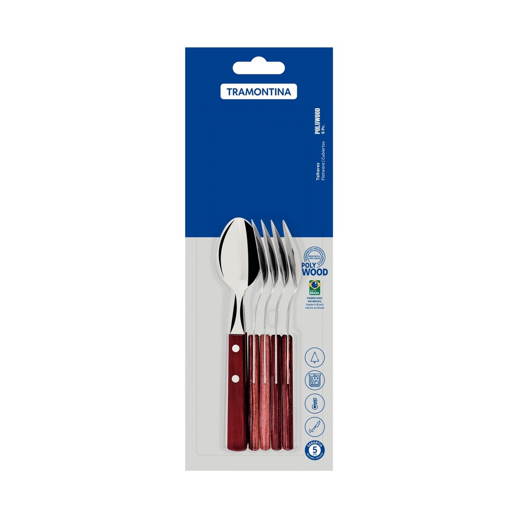 CUCHARA DE TE TRAMONTINA 21107/670 POLYWOOD 6 PZS