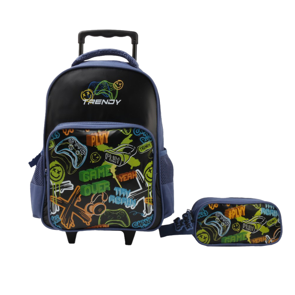 MOCHILA CARRO TRENDY 28778 15" AZUL C/CARTUCHERA