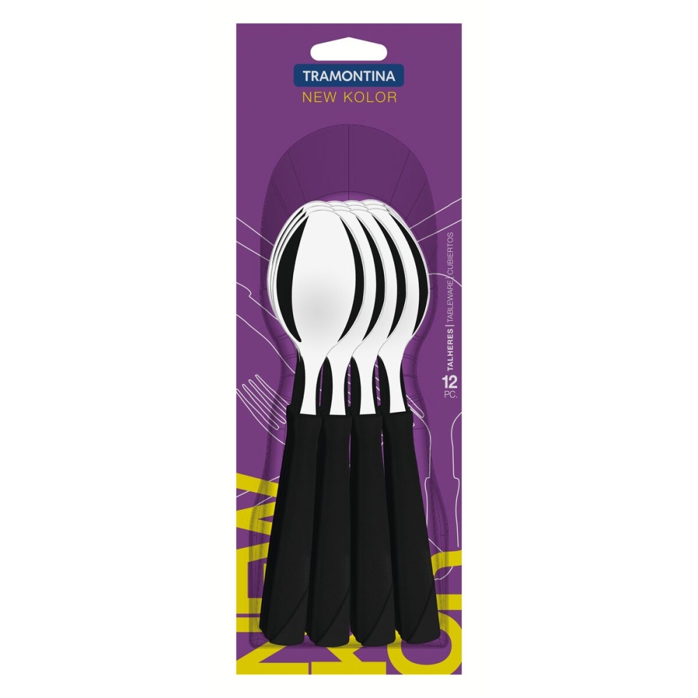 CUCHARA DE MESA TRAMONTINA 23163/900 NEW KOLOR 12 PZS NEGRO