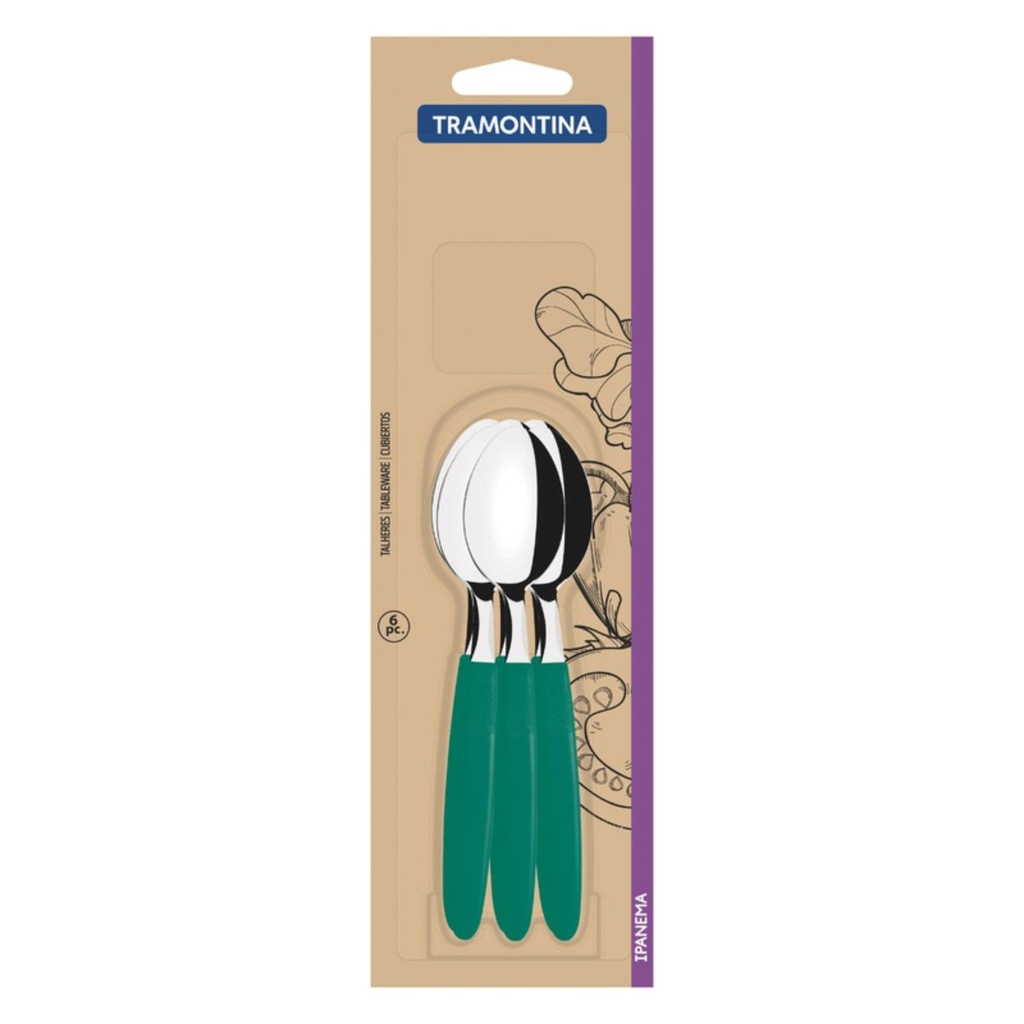 CUCHARA DE TE TRAMONTINA 23367/622 IPANEMA 6PZS VERDE