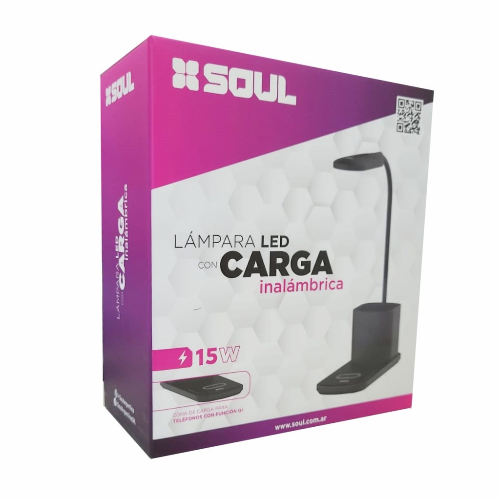 CARGADOR INALAMBRICO SOUL Q100NE LAMPARA LED