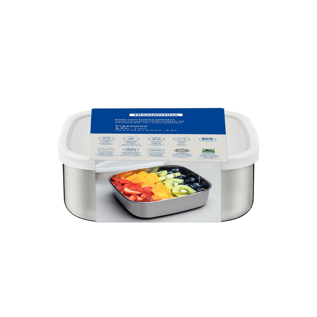 CONTENEDOR TRAMONTINA 61223/730 FREEZINOX CUADRADO 23CM