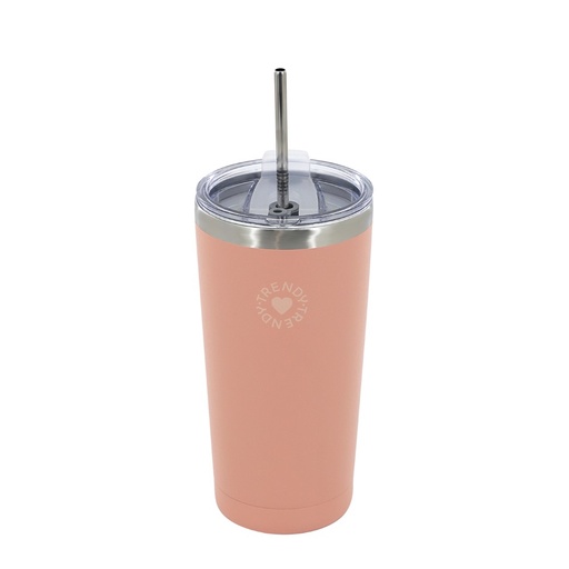 [199-84840] VASO TERMICO TRENDY 18484 600ML ROSA CON SORBETE DE ACERO