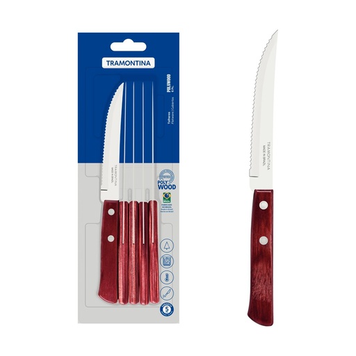 [086-41479] CUCHILLOS P/ASADO TRAMONTINA 21100/675 POLYWOOD 6PZS