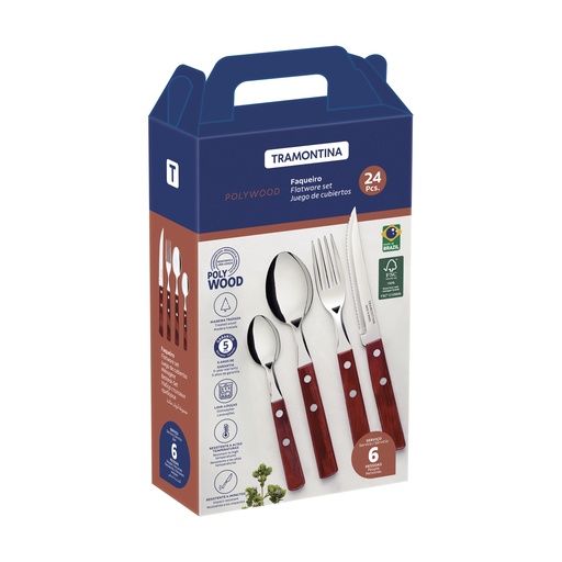 [086-01299] JUEGO DE CUBIERTOS TRAMONTINA 21199/705 POLYWOOD 24PZS