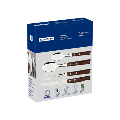 [086-12339] JUEGO DE CUBIERTOS TRAMONTINA 22299/050 TRADICIONAL 24PZS