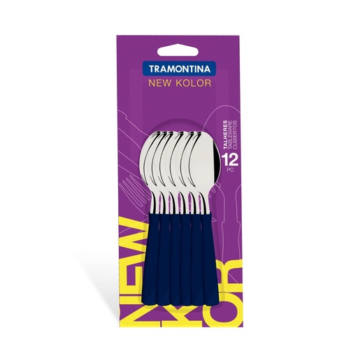 [086-27415] CUCHARA DE TE TRAMONTINA 23167/910 NEW KOLOR 12PZS AZUL