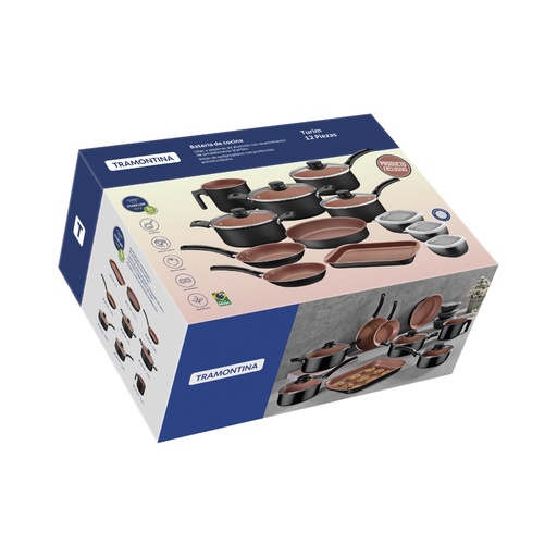[086-45461] BATERIA DE COCINA TRAMONTINA 27899/496 TURIM 12PZS NEGRO