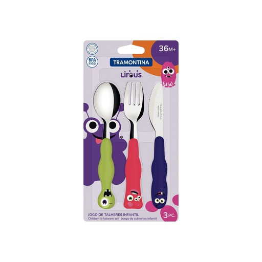 [086-02211] JUEGO DE CUBIERTOS TRAMONTINA 23797/910 INFANTIL LIROUS 3PZS