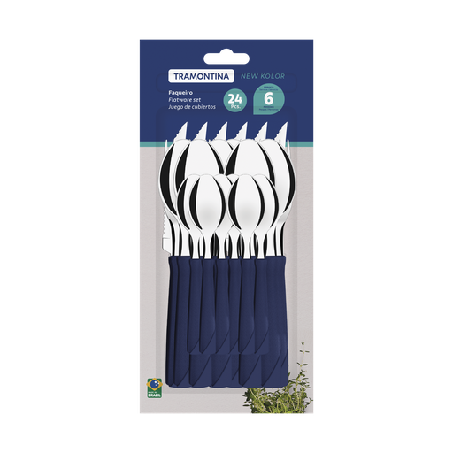 [086-98194] JUEGO DE CUBIERTOS TRAMONTINA 23198/194 NEW KOLOR 24PZS AZUL