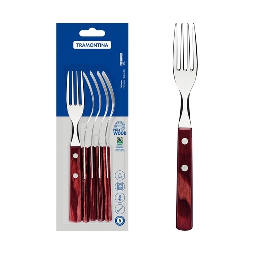 [086-08103] TENEDOR TRAMONTINA 21102/670 POLYWOOD 6 PZS