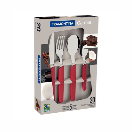 [086-99083] JUEGO DE CUBIERTOS TRAMONTINA 23499/083 CARMEL ROJO 20PZS